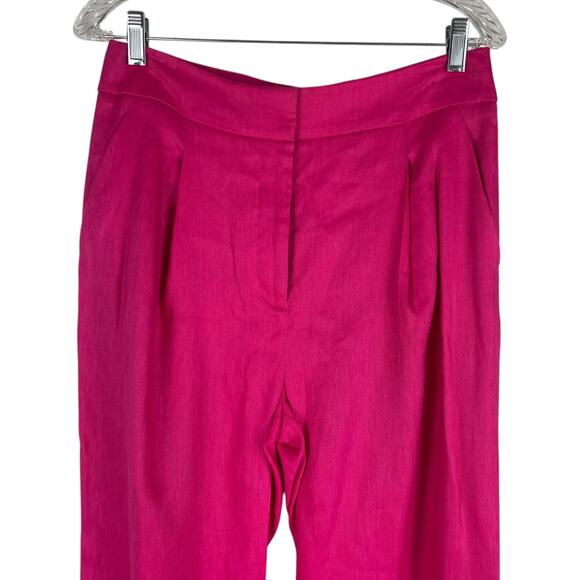 Veronica Beard Robinne Wide Leg Linen Blend Pants Fuchsia Pink Size 8 - Picture 6 of 12